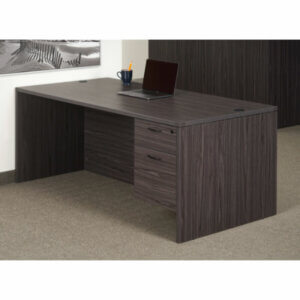 Napa 60" x 30" Single Pedestal Desk slate grey One locking box, file pedestal Full recessed modesty panel Generous leg room