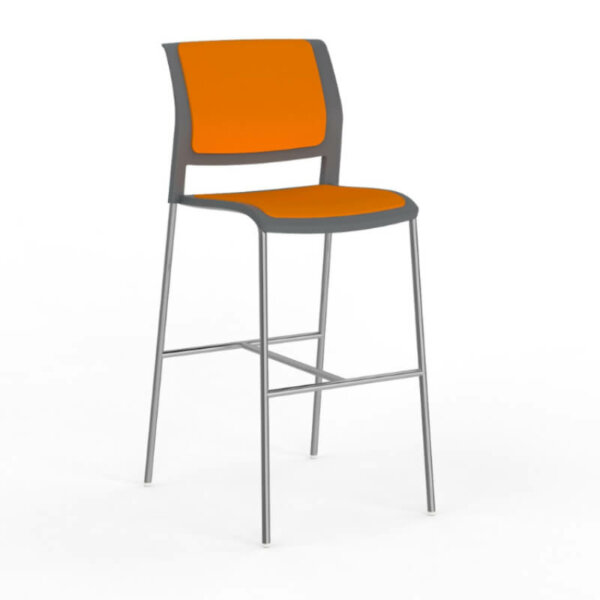 Game Stool Seat Height 18.1” Seat Height 29.5” Seat W x D 17.7 x 17.7” Overall Height 42.5” Weight Capacity: 300 lbs Strong rigid, frame that is very light to carry Space saving – stacks up to 9 chairs high Add extra comfort with a fabric seat and back Large contoured seat and back standard chair height also available Seat tag is conveniently hidden on backrest – slides open/closed to reveal potential seating numbers 10 Year Warranty
