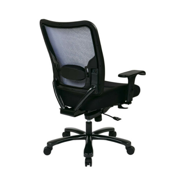Space Double AirGrid Big & Tall Ergonomic Task Chair Double AirGrid Back and Custom Fabric Seat with Adjustable Lumbar Support One Touch Pneumatic Seat Height Adjustment 2-Way Adjustable Arms with PU Pads Gunmetal Finish Base with Dual Wheel Carpet Casters High-quality fabric seat with breathable AirGrid back Accommodates body weight up to 400 lbs Adjustable height and tilt control for personalized comfort Limited Lifetime Warranty