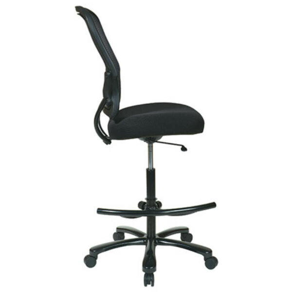 Office Star Products Big & Tall Dual Layer Air Grid® Back Drafting Chair Breathable Double Dark Air Grid Back Built-in Lumbar Support Padded Black Mesh Seat Rated for 325 lbs Pressurized Seat Height Adjustment Adjustable Footrest Heavy Duty Base, Dual Wheel Carpet Casters Green Guard Certification. Limited Lifetime on Component Parts Intended for Commercial and Residential Use