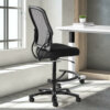 Office Star Products Big & Tall Dual Layer Air Grid® Back Drafting Chair Breathable Double Dark Air Grid Back Built-in Lumbar Support Padded Black Mesh Seat Rated for 325 lbs Pressurized Seat Height Adjustment Adjustable Footrest Heavy Duty Base, Dual Wheel Carpet Casters Green Guard Certification. Limited Lifetime on Component Parts Intended for Commercial and Residential Use