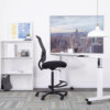 Office Star Products Big & Tall Dual Layer Air Grid® Back Drafting Chair Breathable Double Dark Air Grid Back Built-in Lumbar Support Padded Black Mesh Seat Rated for 325 lbs Pressurized Seat Height Adjustment Adjustable Footrest Heavy Duty Base, Dual Wheel Carpet Casters Green Guard Certification. Limited Lifetime on Component Parts Intended for Commercial and Residential Use