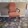Pair of Queen Anne Style Gooseneck High-Back Guest Chair; Original Fabric ornately carved wood frame gooseneck wood arms original fabric