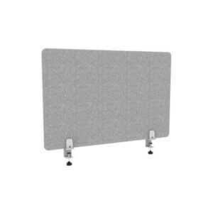 Acoustic Desk Divider; Surface or Side Mount NRC ratings range from .40 to .80, depending on which product and how the product is mounted Products meets both American and Canadian fire testing standards Products can be surface or side mounted to any desk Made with 50% +/- recycled polyester fiber lots of standard colour options + full colour image printing 15 standard shapes - or create your own